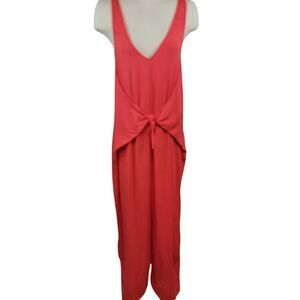 Mara Hoffman Swim Jumpsuit Small Orange Wide Leg Tie Front V-neck Beachy